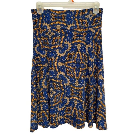 LULAROE Simply Comfortable Pull-on A-Line Skirt Large Bold Blue Pattern Stretch - Picture 2 of 12